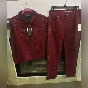 DG2  Diane Gilman Embellished Jacker (M) and pants (8P) 🤎 NWT